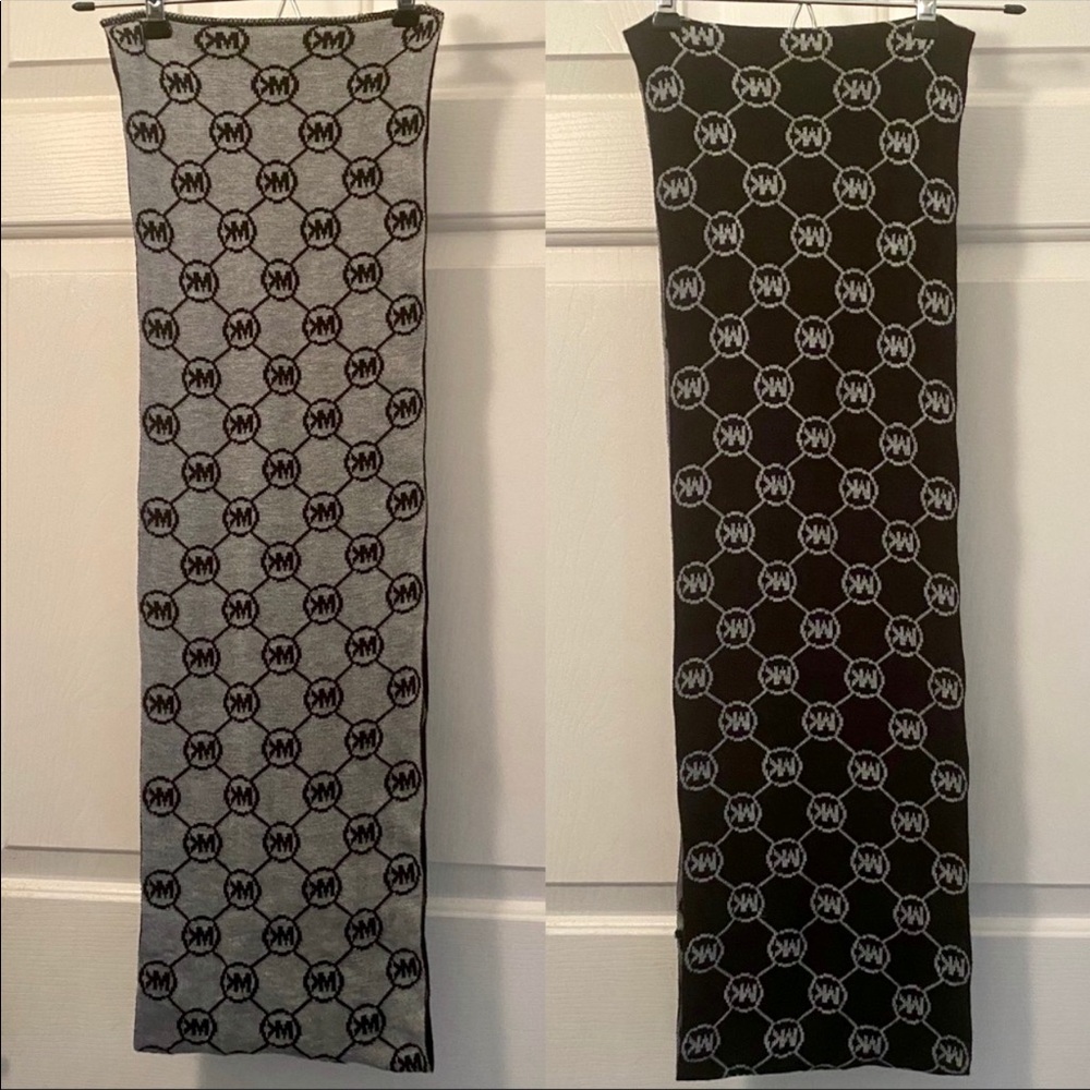 Michael Kors black grey reversible infinity scarf